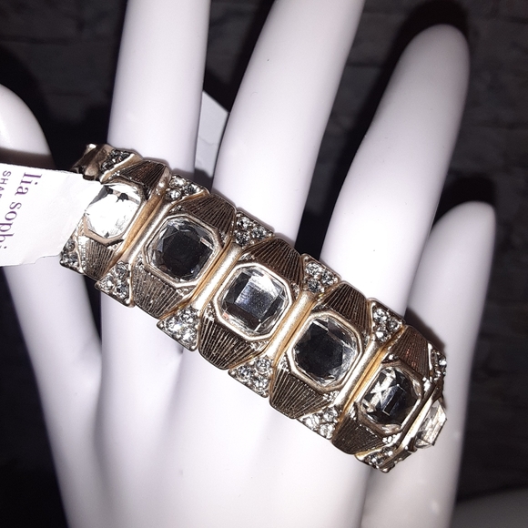 LIA SOPHIA GOLD TONE STRETCH BRACELET - Picture 5 of 8